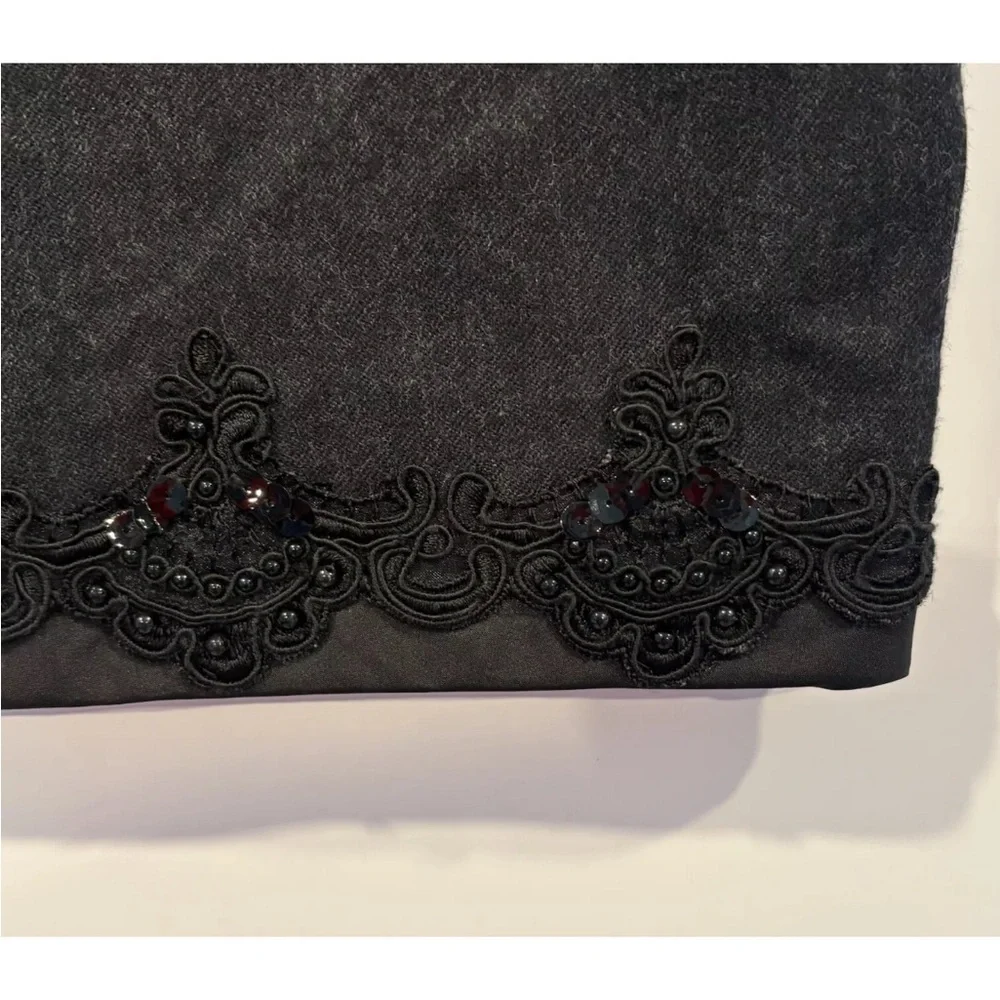 Koos van den Akker Beaded Sequin Lace Appliqué‎ Wool Skirt Womens Size 18